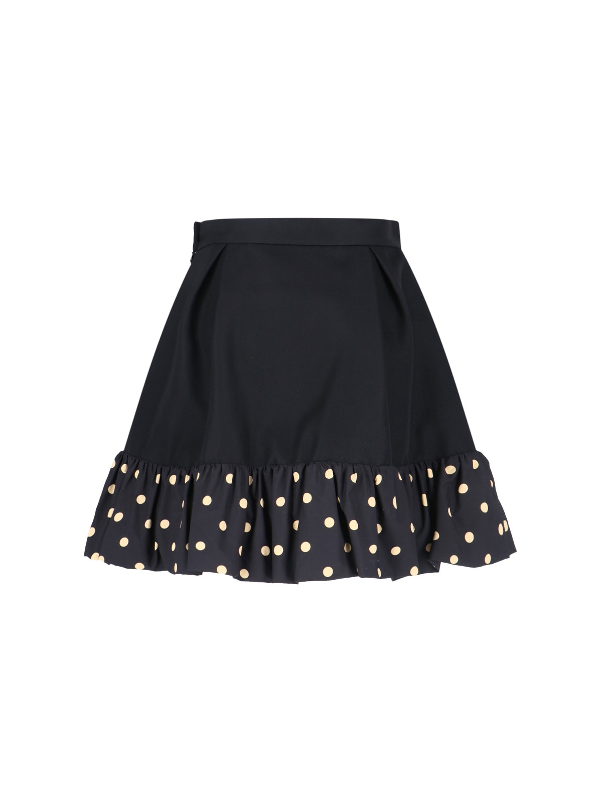 Moschino High Waist Polka Dot Skirt With Ruffled Hem In Black
