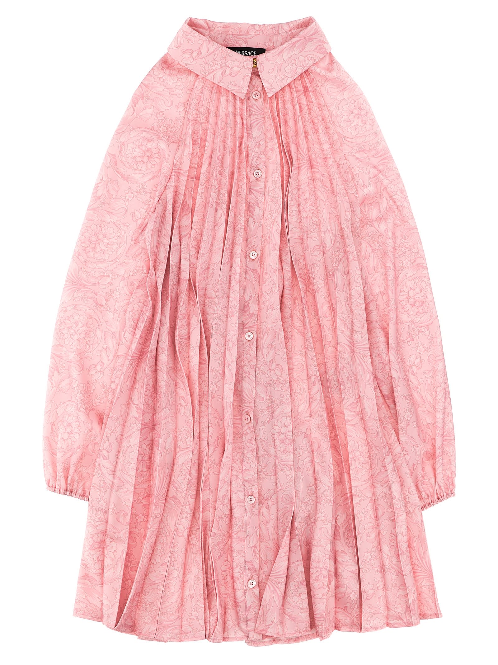 Versace Kids' Pleated Dress In Pink