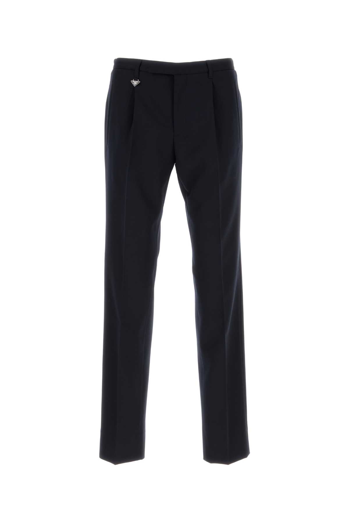 Prada Tailored Wool Trousers With Pleats And Pockets In Blue