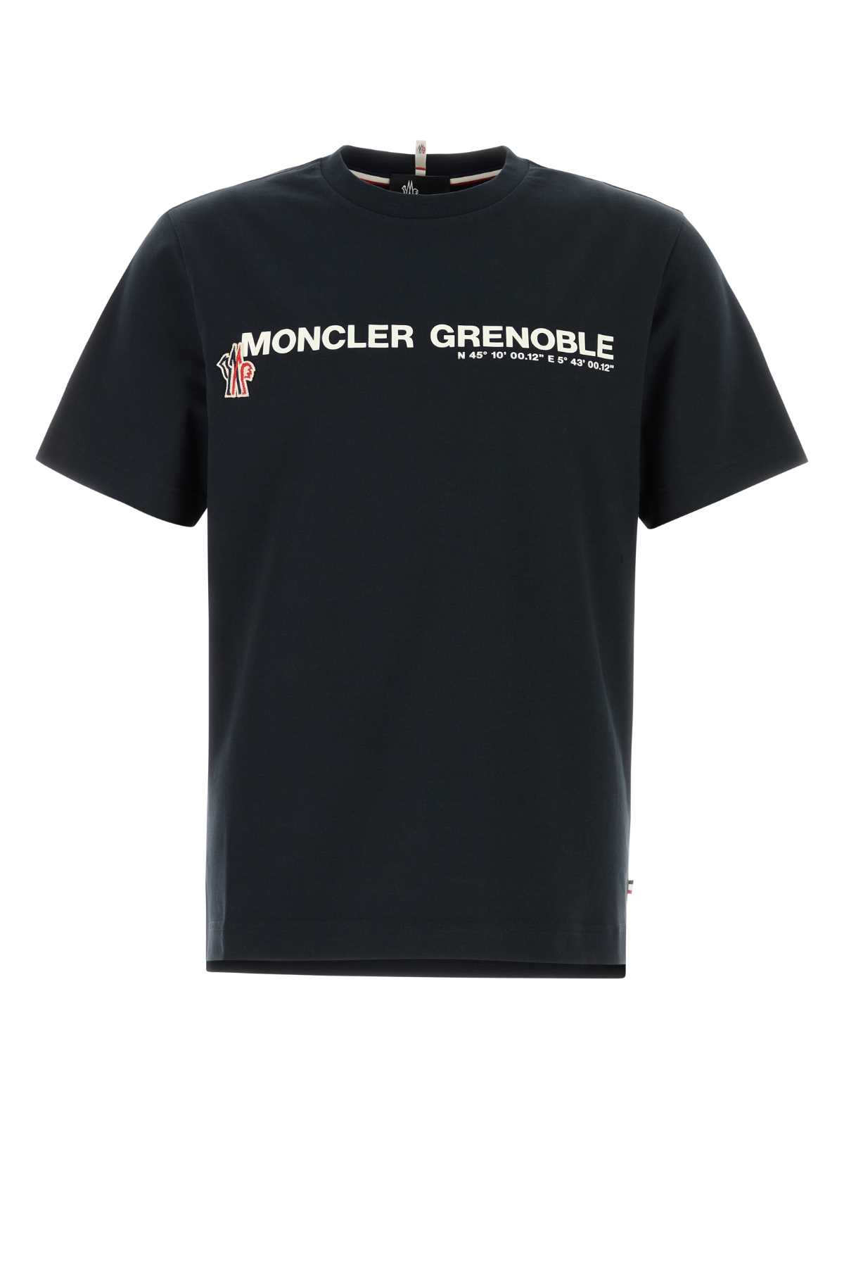 Moncler Grenoble Midnight Blue Stretch Cotton T-shirt In Black