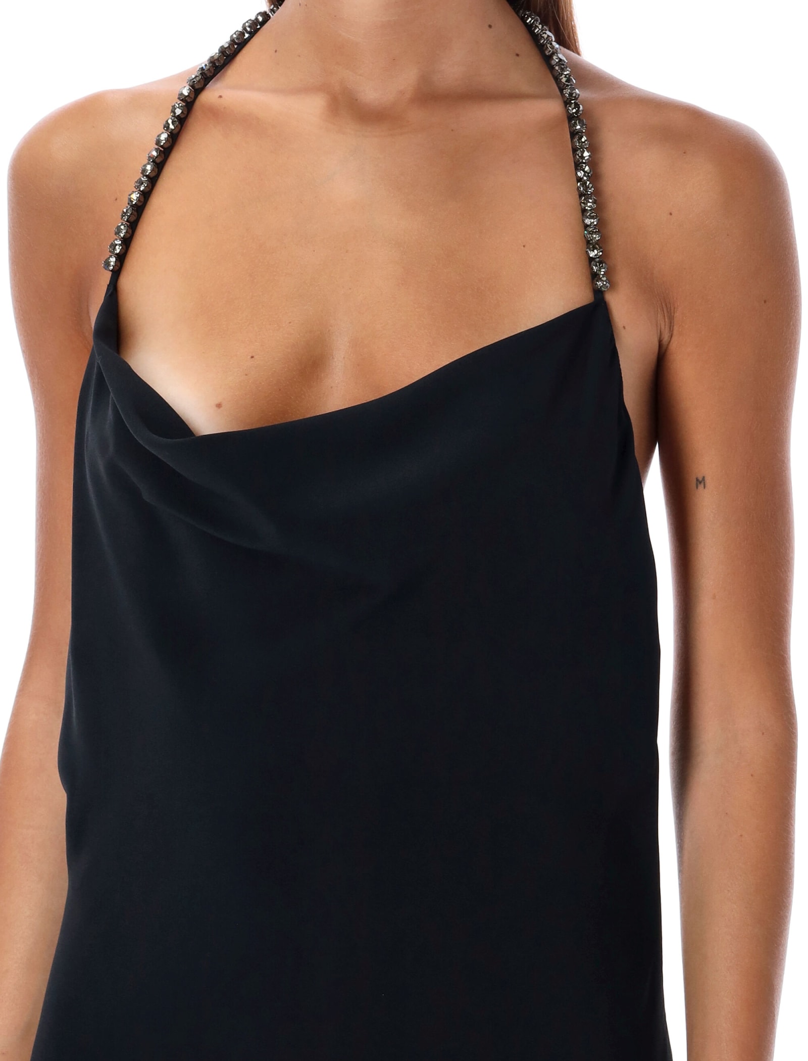 Shop Stella Mccartney Crystal Straps Long Dress In Black