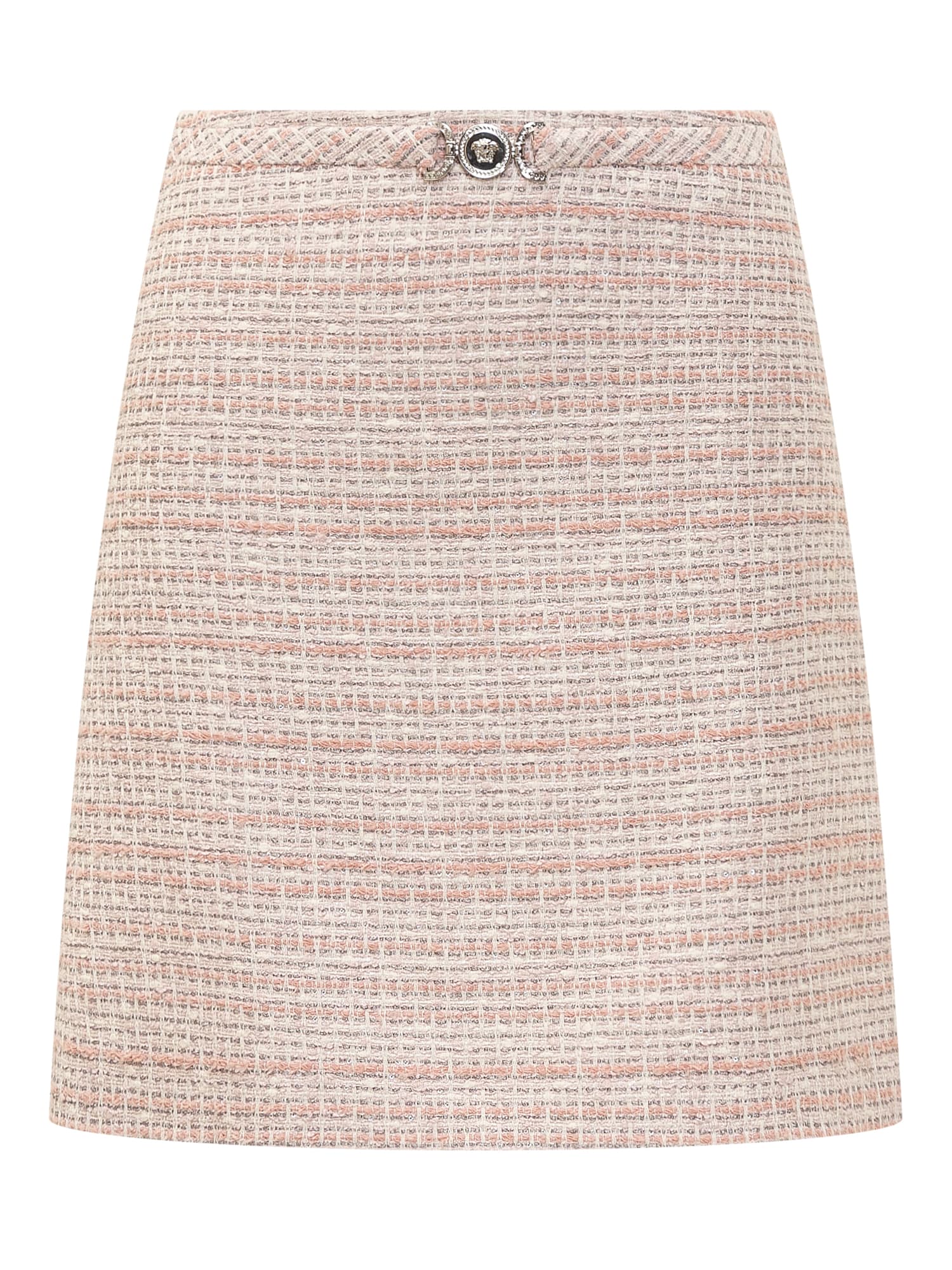 Shop Versace Skirt With Medusa 95 In Dusty Rose-ivory