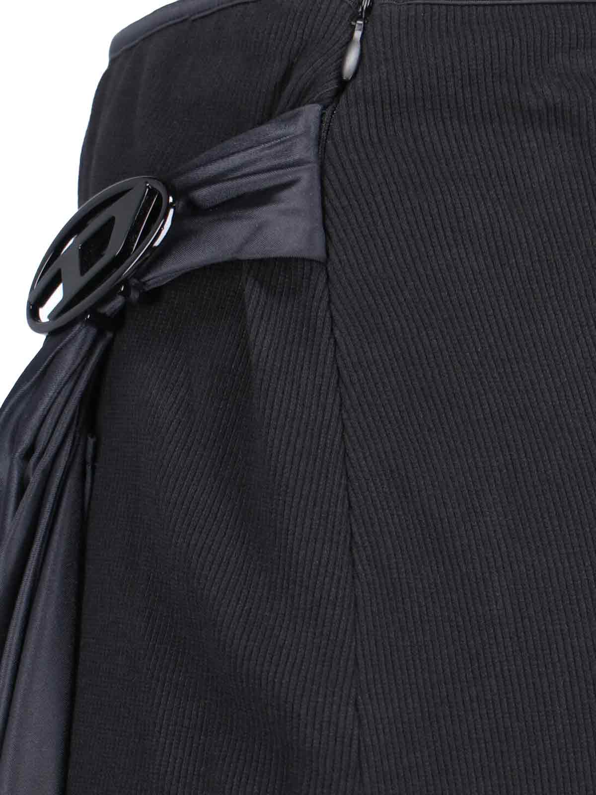 Diesel Draped Midi Skirt With Chintz Finish In Deep/black