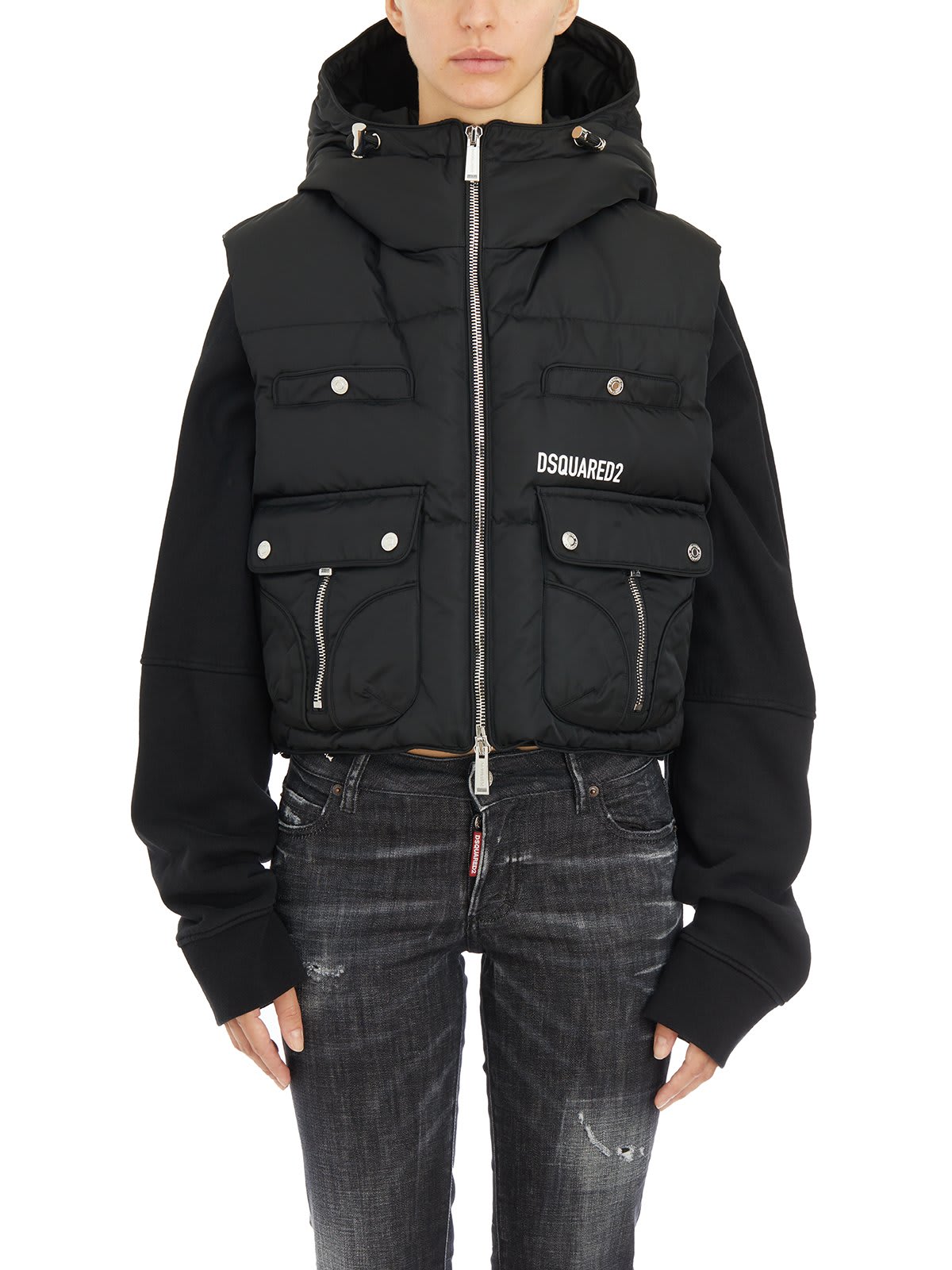 Shop Dsquared2 Logo-printed Padded Gilet In Black