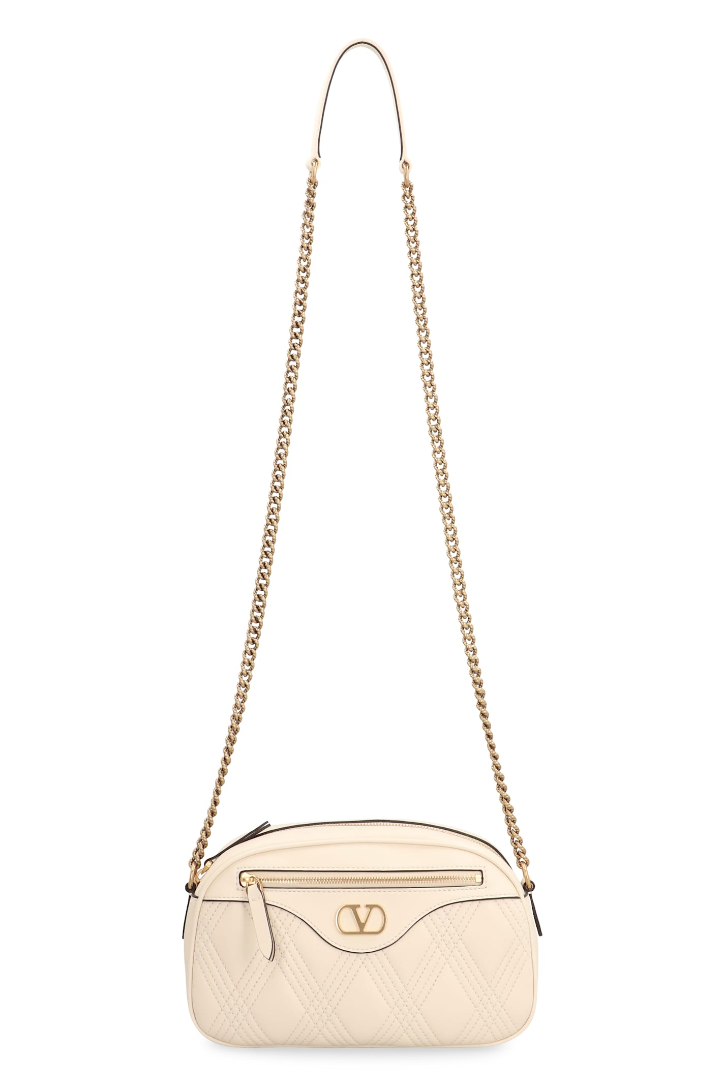 Valentino Garavani Garavani Quiltie Shoulder Bag 67 In Quilted Nappa Woman Ivory Uni In Ivory