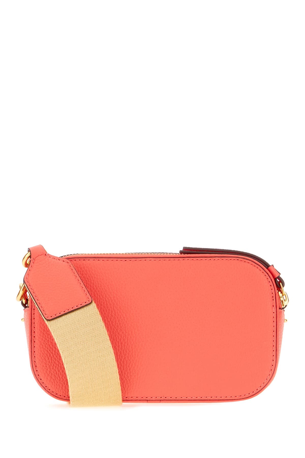 Shop Tory Burch Salmon Leather Mini Miller Crossbody Bag In Coral Crush