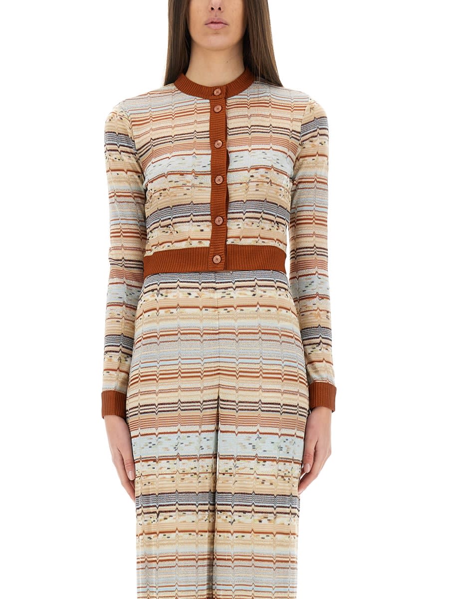 Shop Missoni Striped Pattern Cardigan In Multicolour