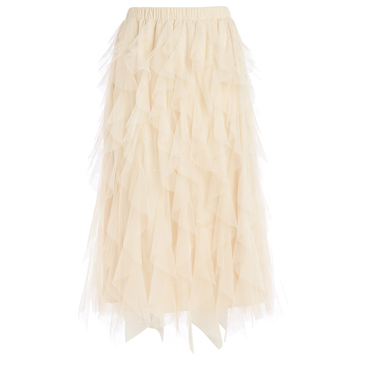 Twinset Tulle Ruffle Skirt In Ecru Color