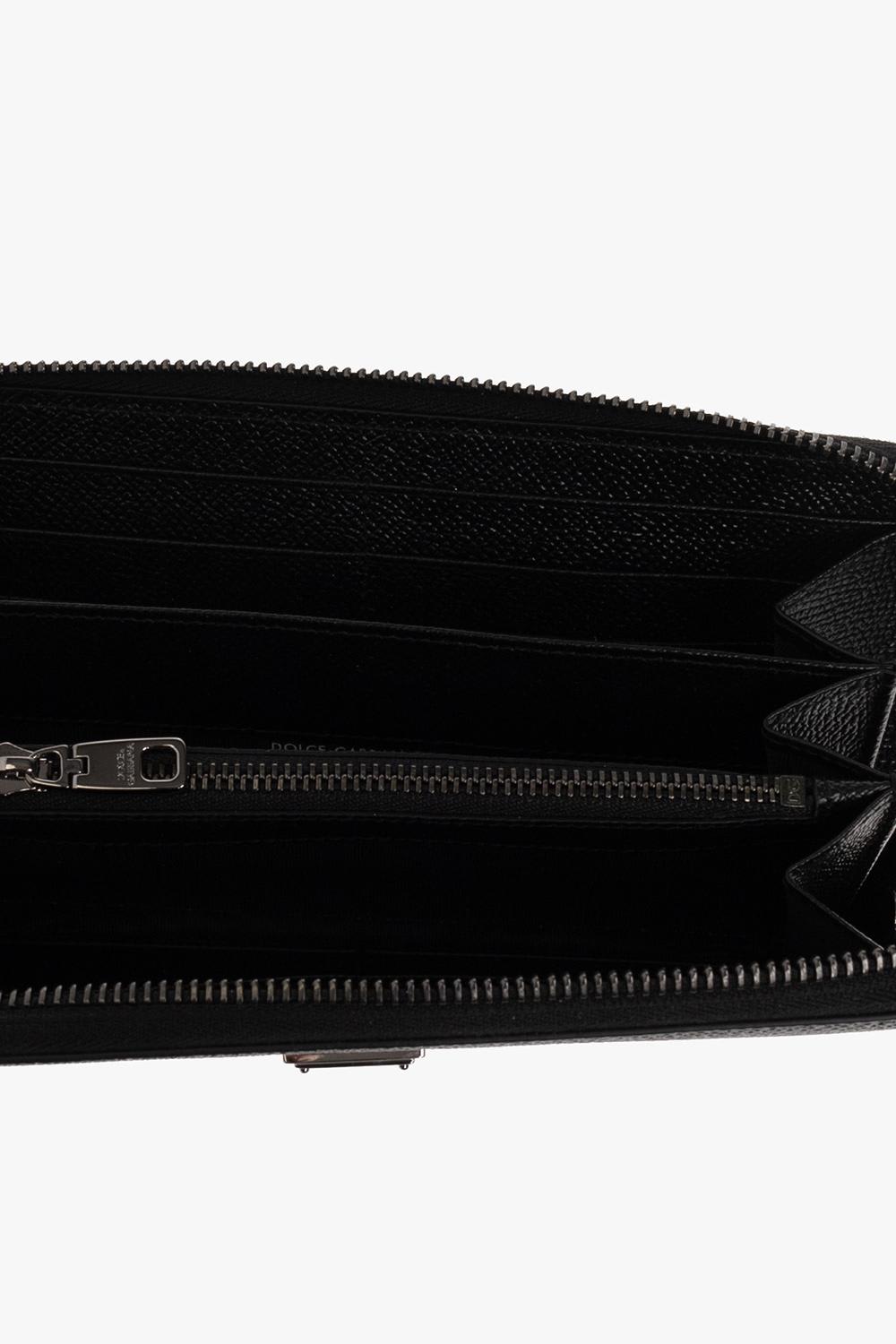 Dolce & Gabbana Logo Plaque Zip-around Wallet In Black