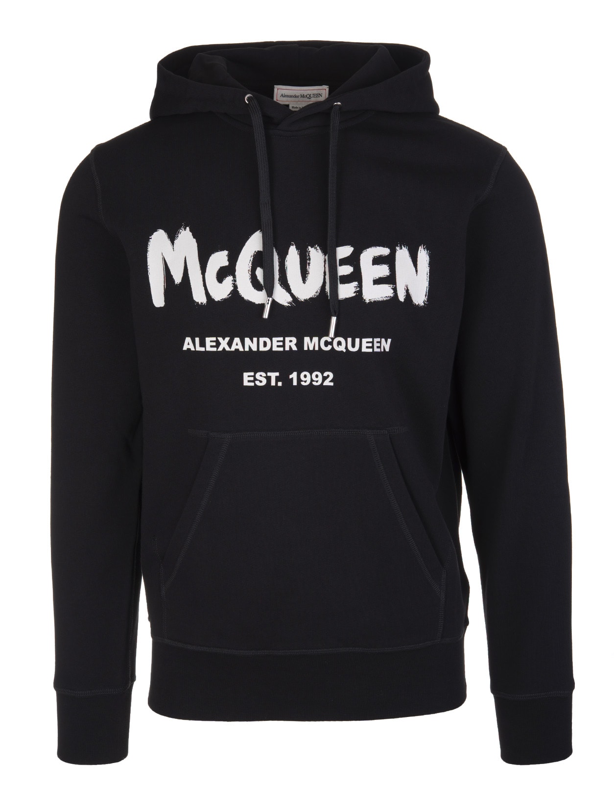 Alexander McQueen Man Black Mcqueen Graffiti Hoodie