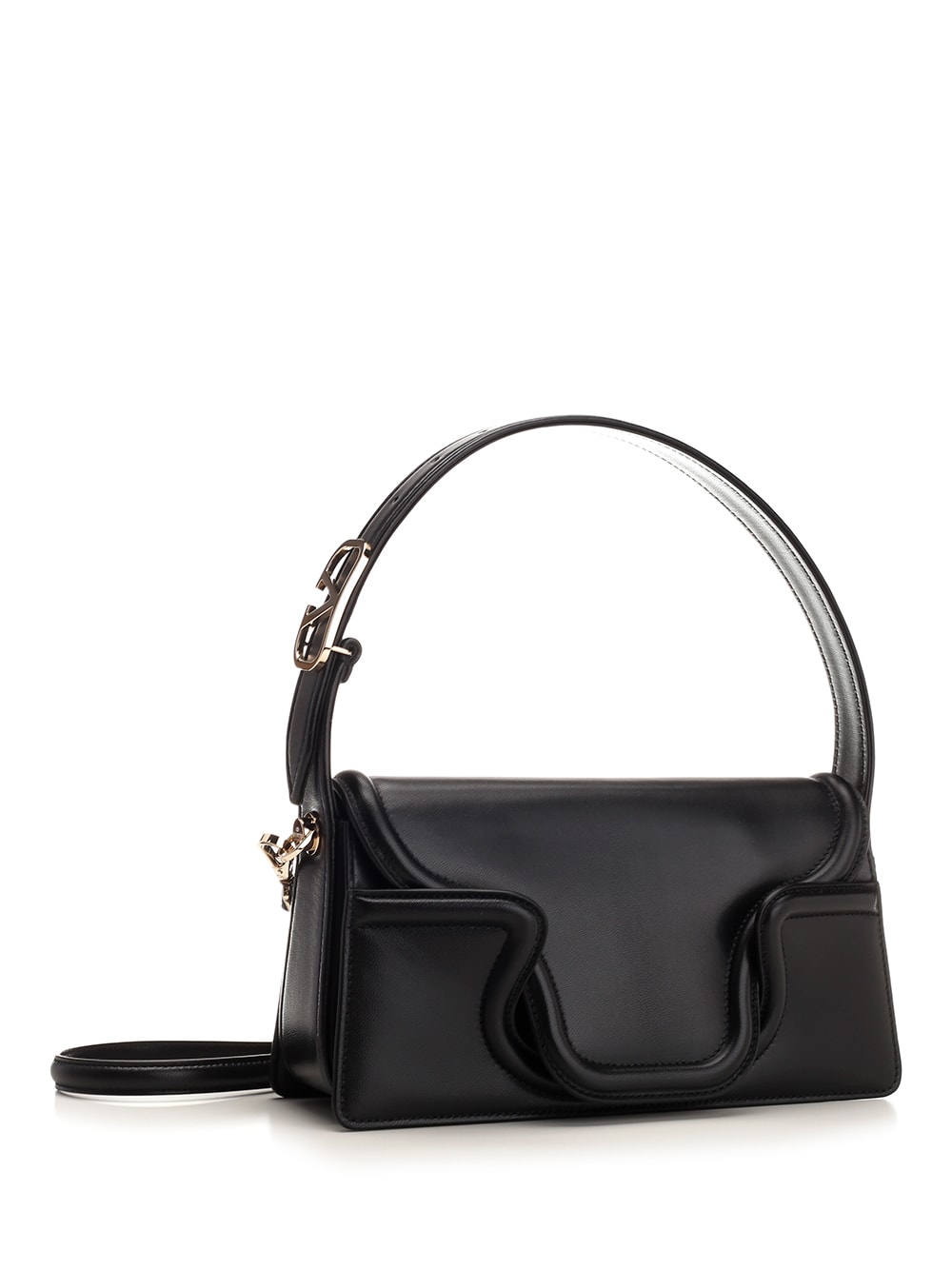 Shop Valentino Sculpture Shoulder Bag In Black