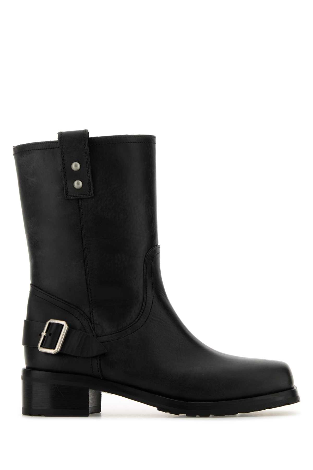 Black Leather Dallas Ankle Boots