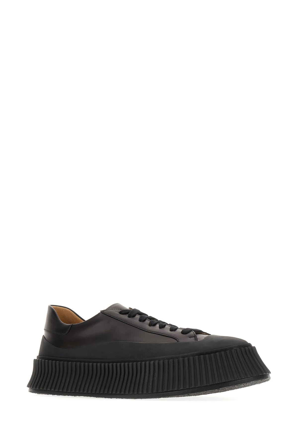 Shop Jil Sander Black Leather Sneakers In 001