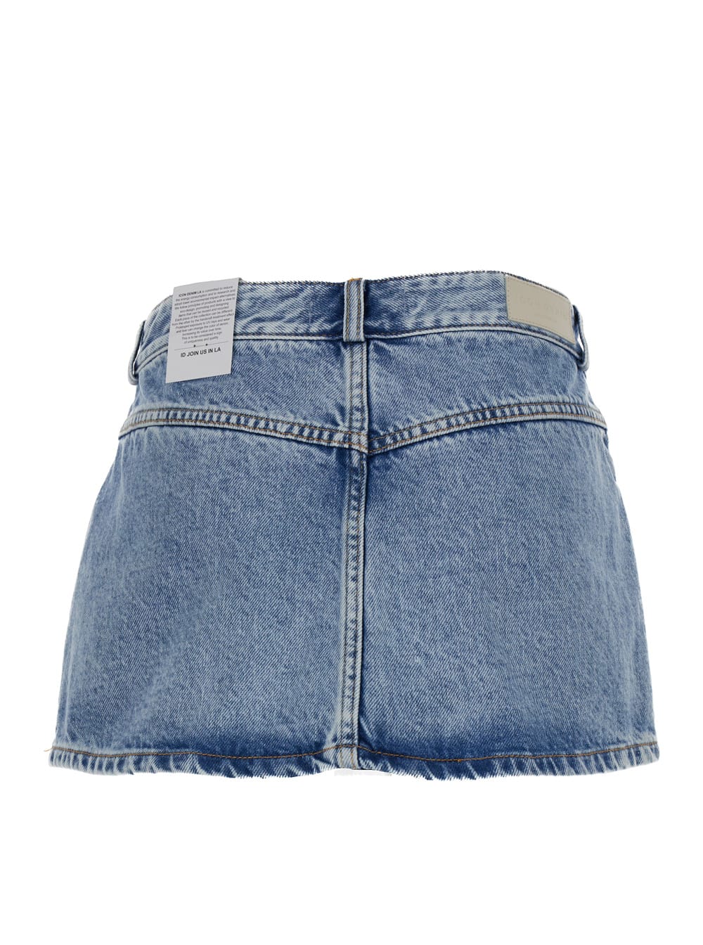 Shop Icon Denim Gio Mini Blue Skirt With Patch Pockets In Cotton Denim Woman