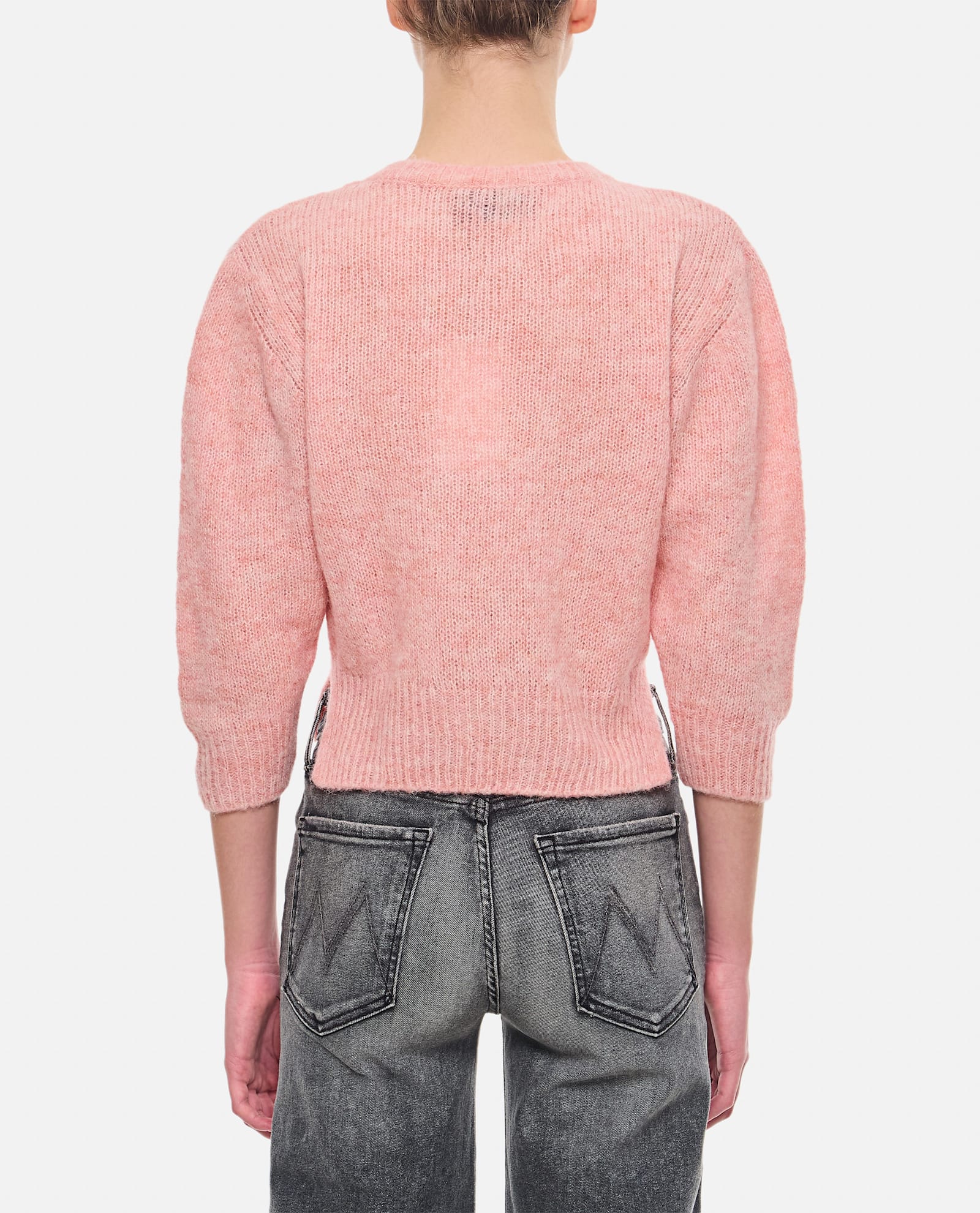 Shop Simone Rocha Cropped V-neck Alpaca Knit Jumper In Pink