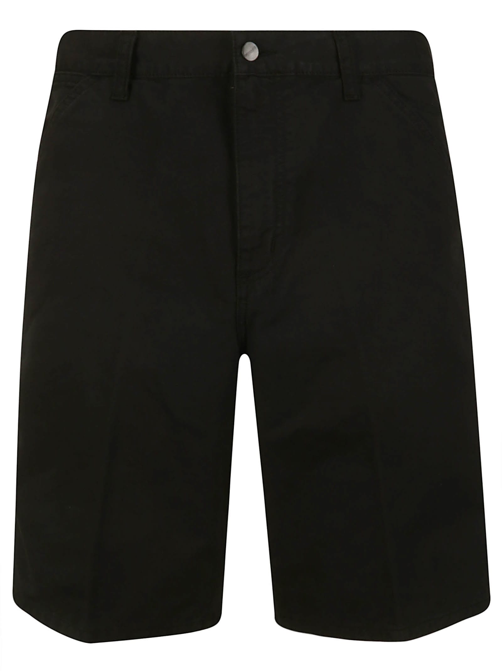 Shop Carhartt Single Knee Short Newcomb Drill In Garment Dyed Black