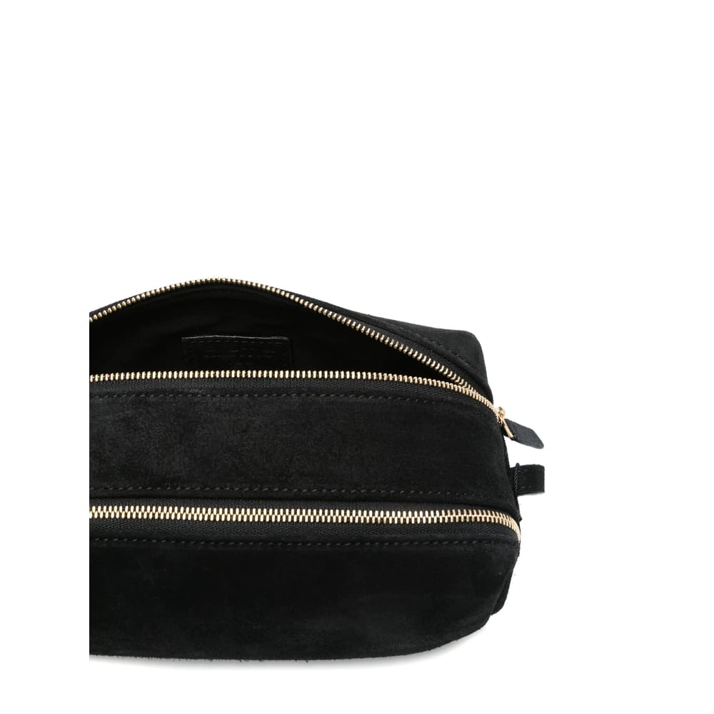 Elleme Mini Trousse Suede Zip-top Shoulder Bag In Black