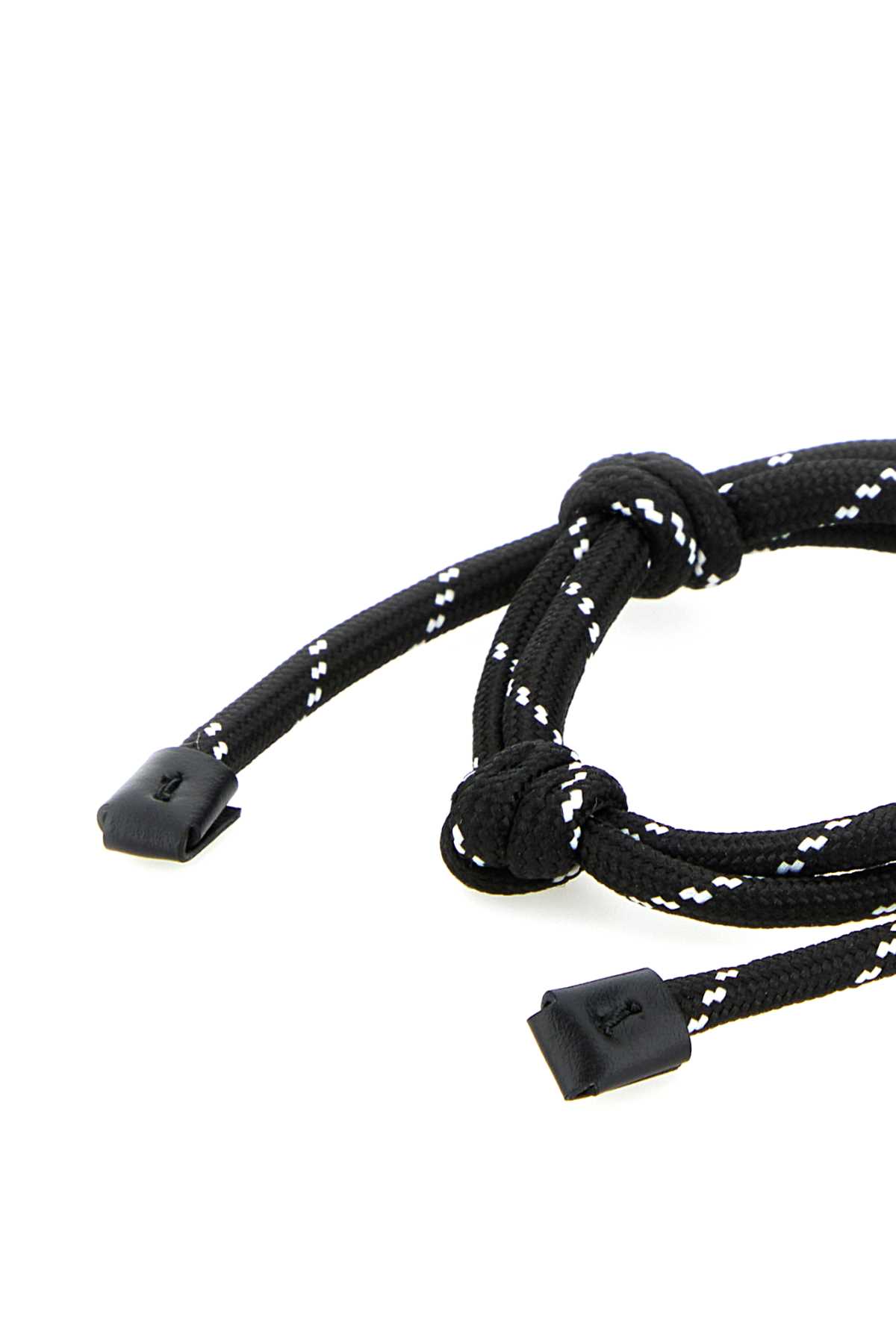 Miu Miu Adjustable Rope Knot Bracelet With Gold Accent In Black