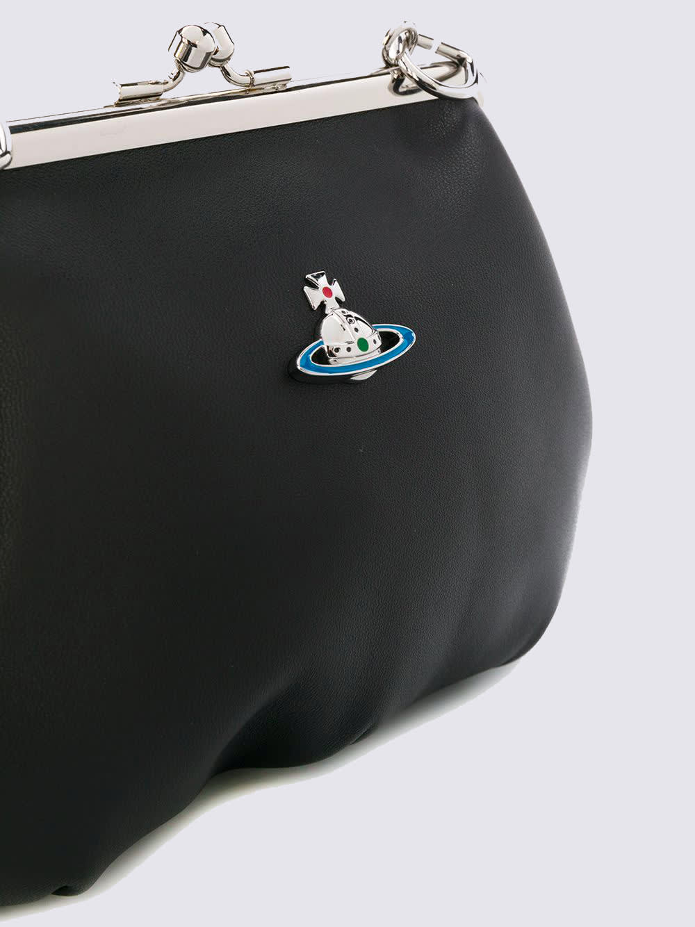 Vivienne Westwood Black Leather Granny Handbag In Black