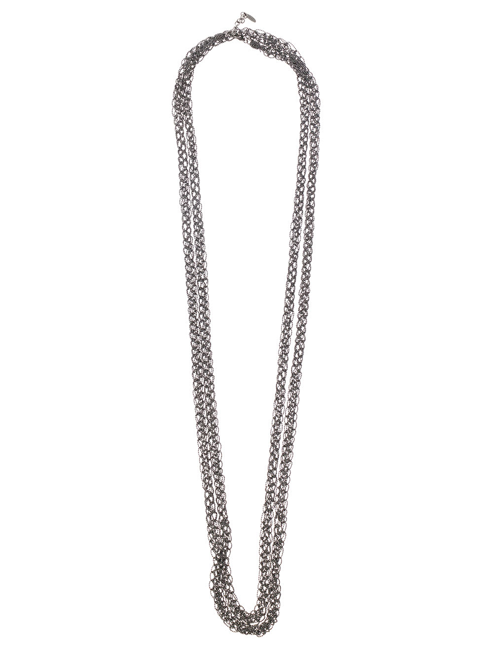 Shop Brunello Cucinelli Precious Loops Grey Necklace In Brass Woman In Metallic