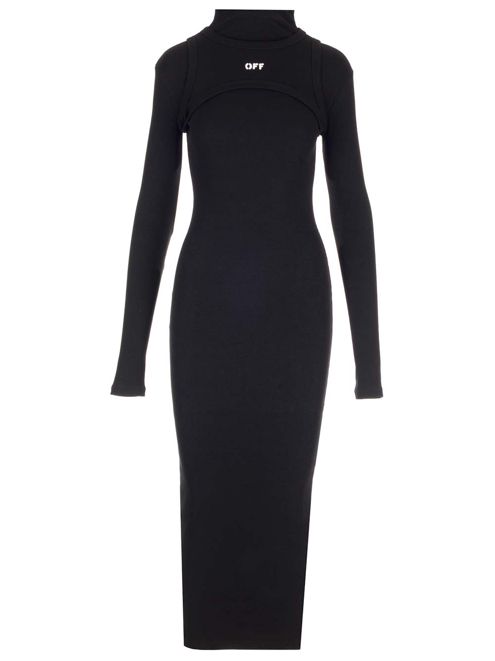 Shop Off-white Turtleneck Midi Dress In Black