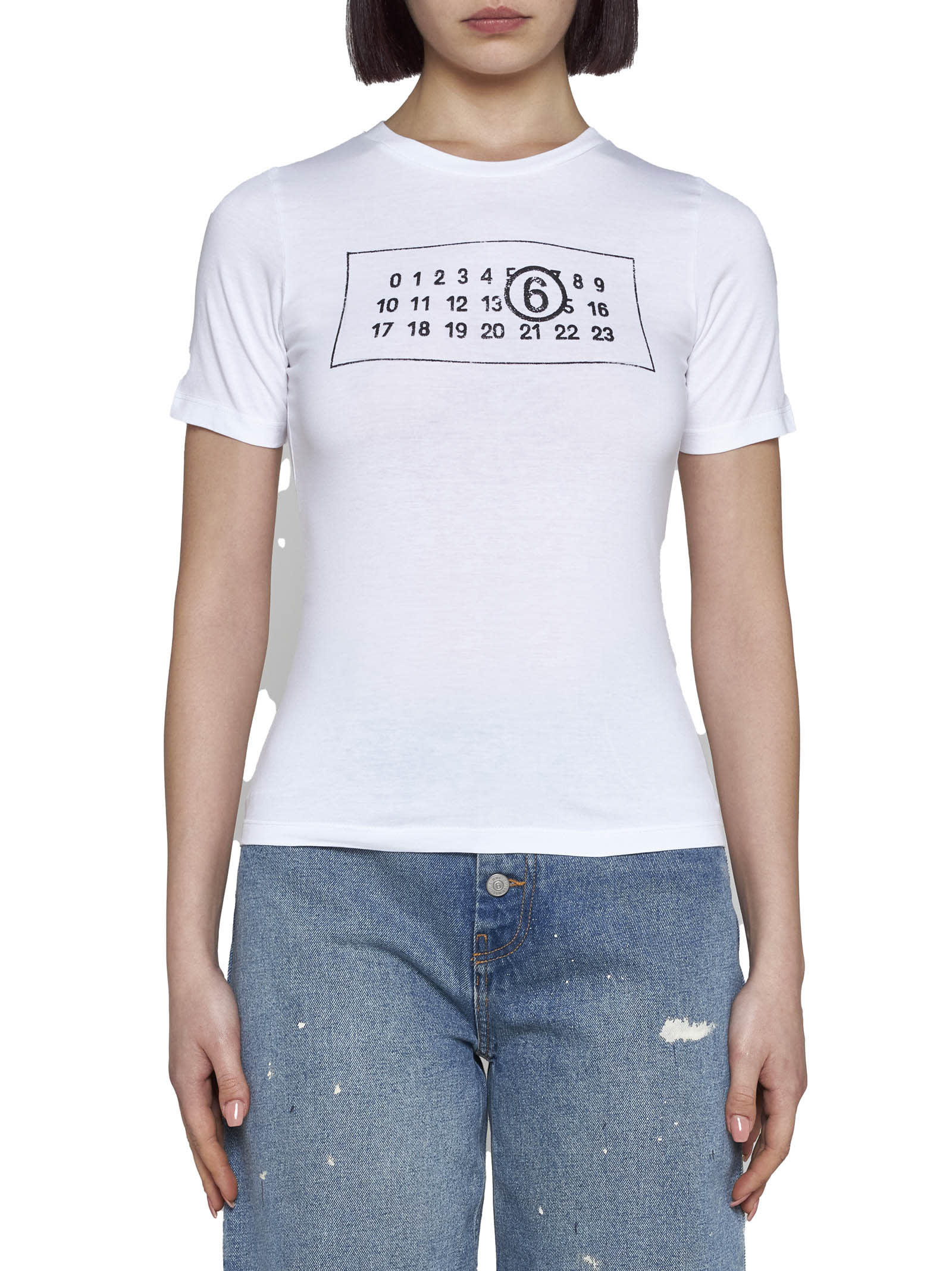 Shop Mm6 Maison Margiela T-shirt In White