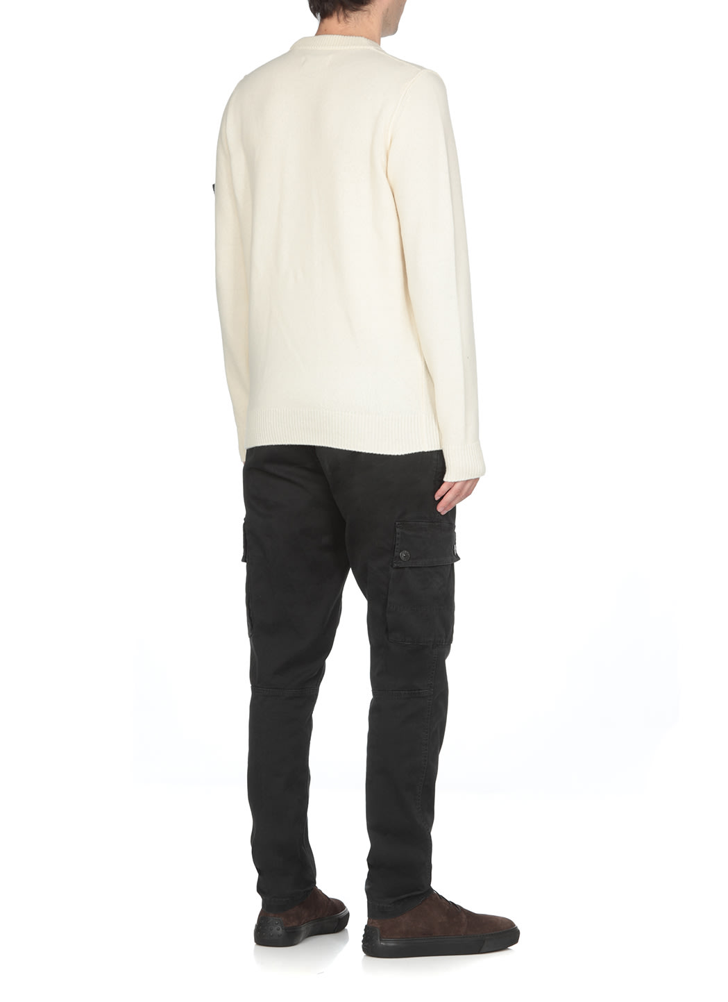 Shop Stone Island Sweater With Logo In Bianco