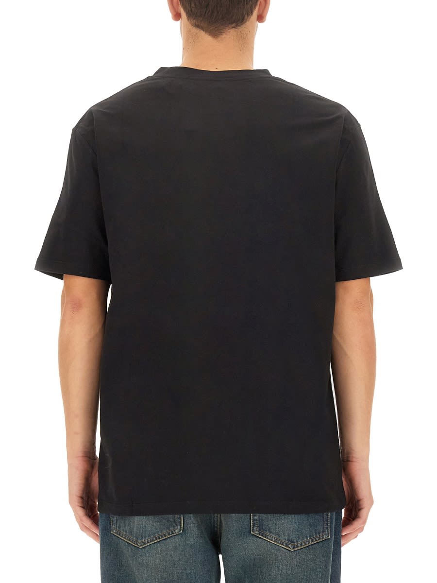 Shop Balmain Logo Label T-shirt In Black