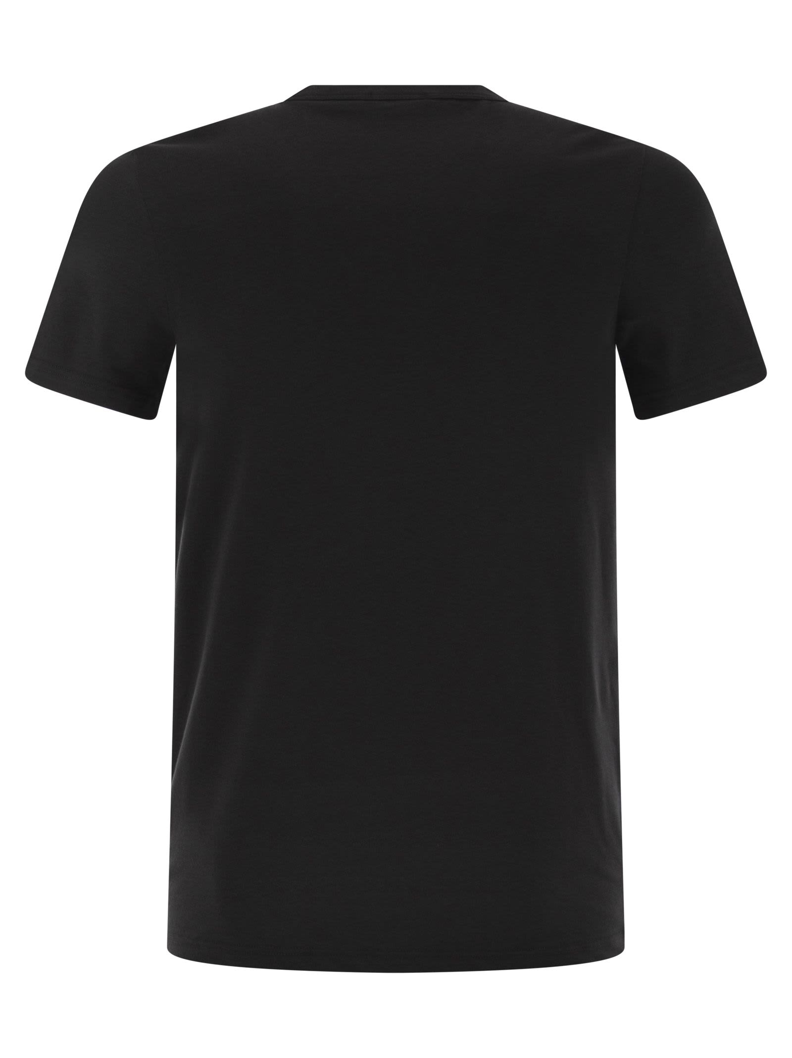 Kiton Cotton Jersey T-shirt With Embroidered Logo Pocket In Black