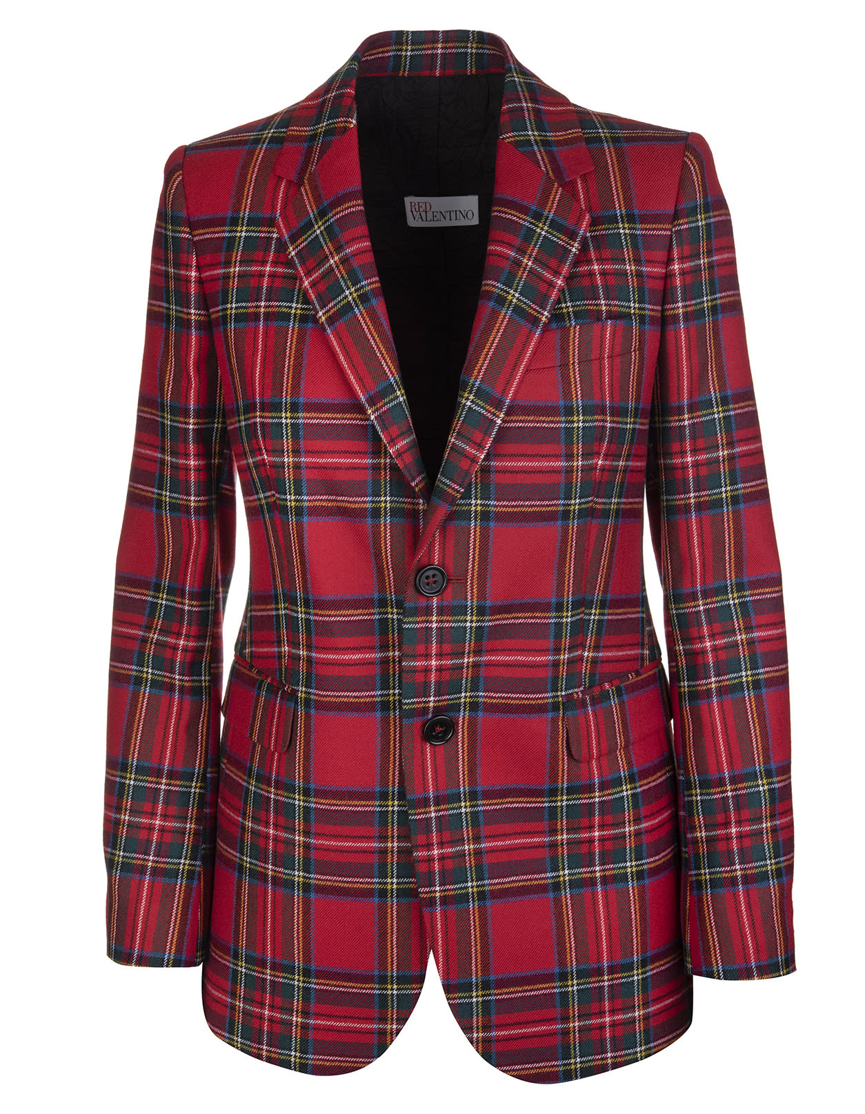 RED Valentino Red Wool Tartan Blazer