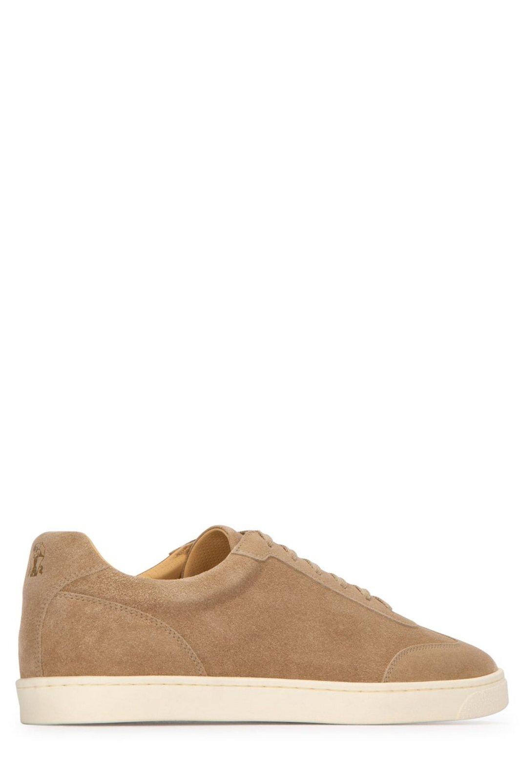 Shop Brunello Cucinelli Almond Toe Round Toe Sneakers In Noisette