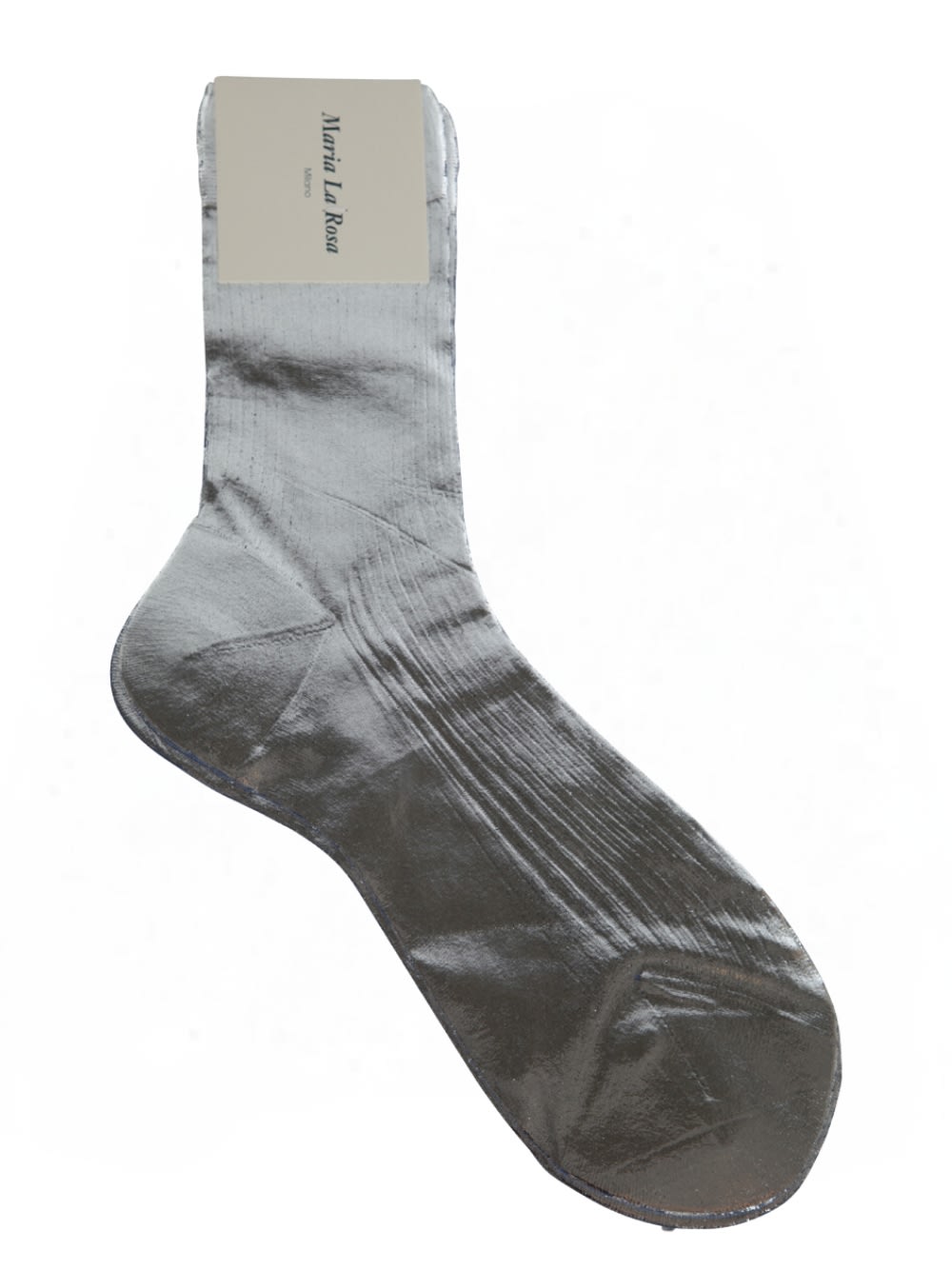 Shop Maria La Rosa One Ribbed Laminated Socks In B Silver