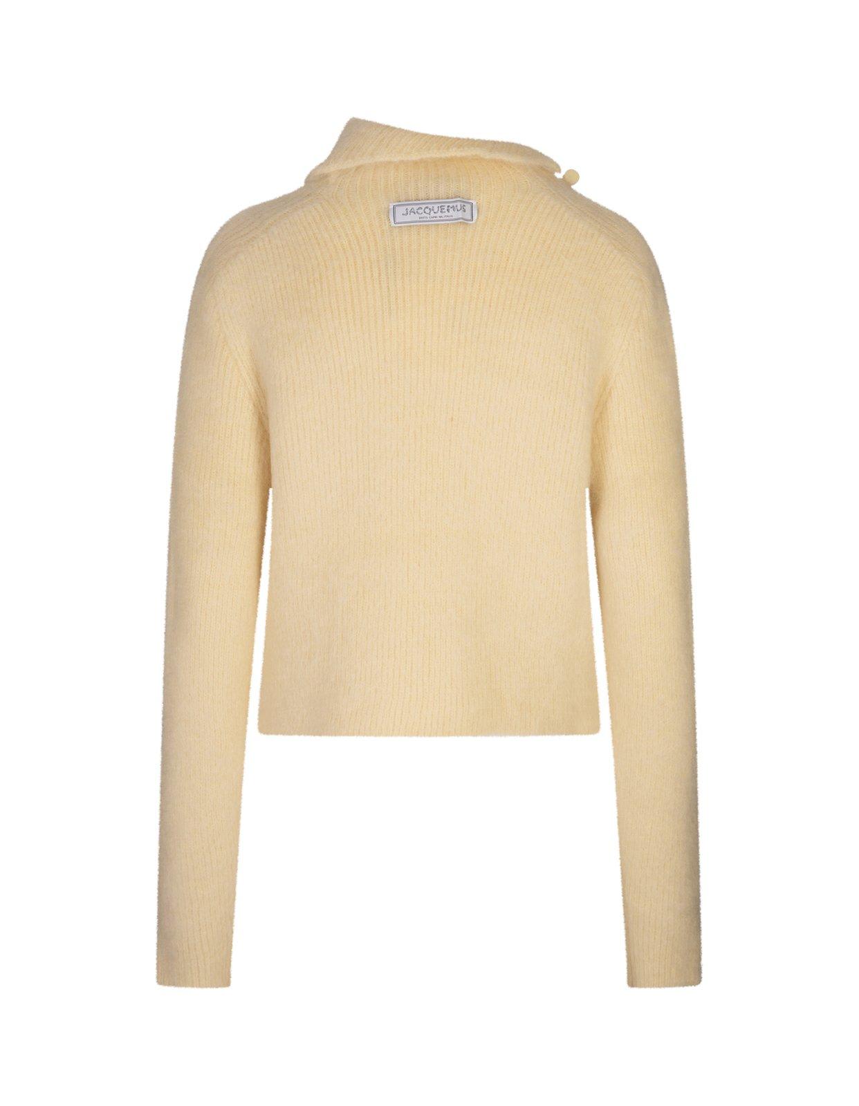 Shop Jacquemus Turtleneck Striped Jumper In Yellow