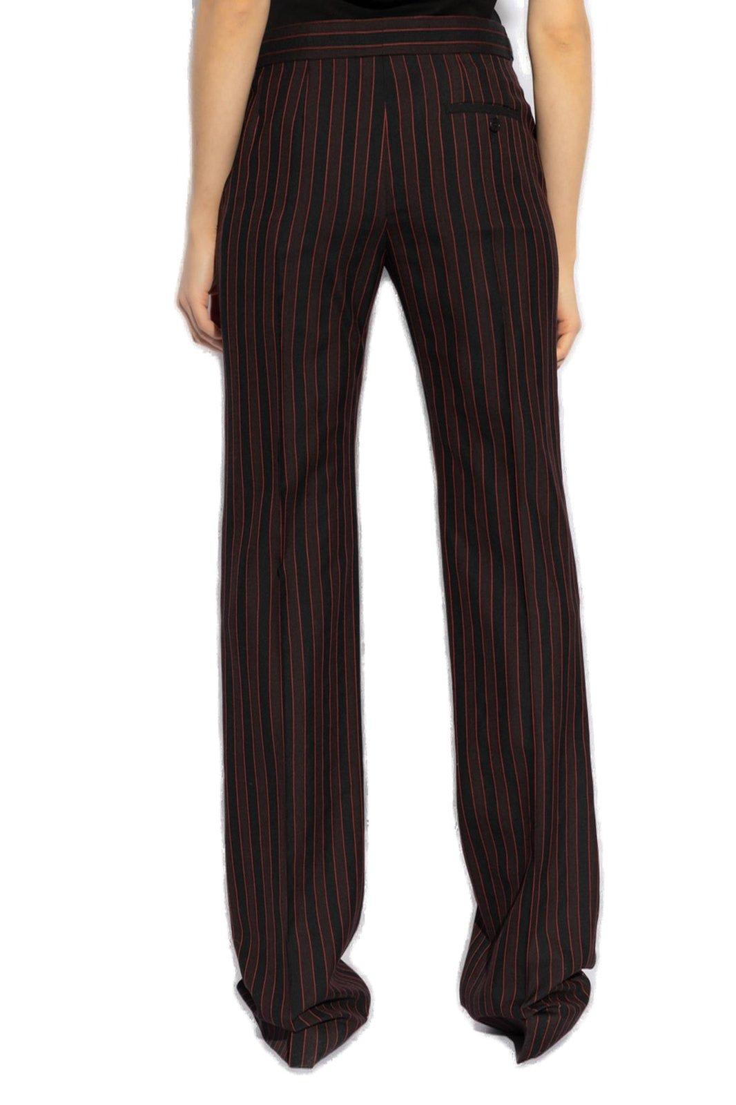 Alexander Mcqueen Tailored Pinstriped Wool Pants In Nero E Bordeaux