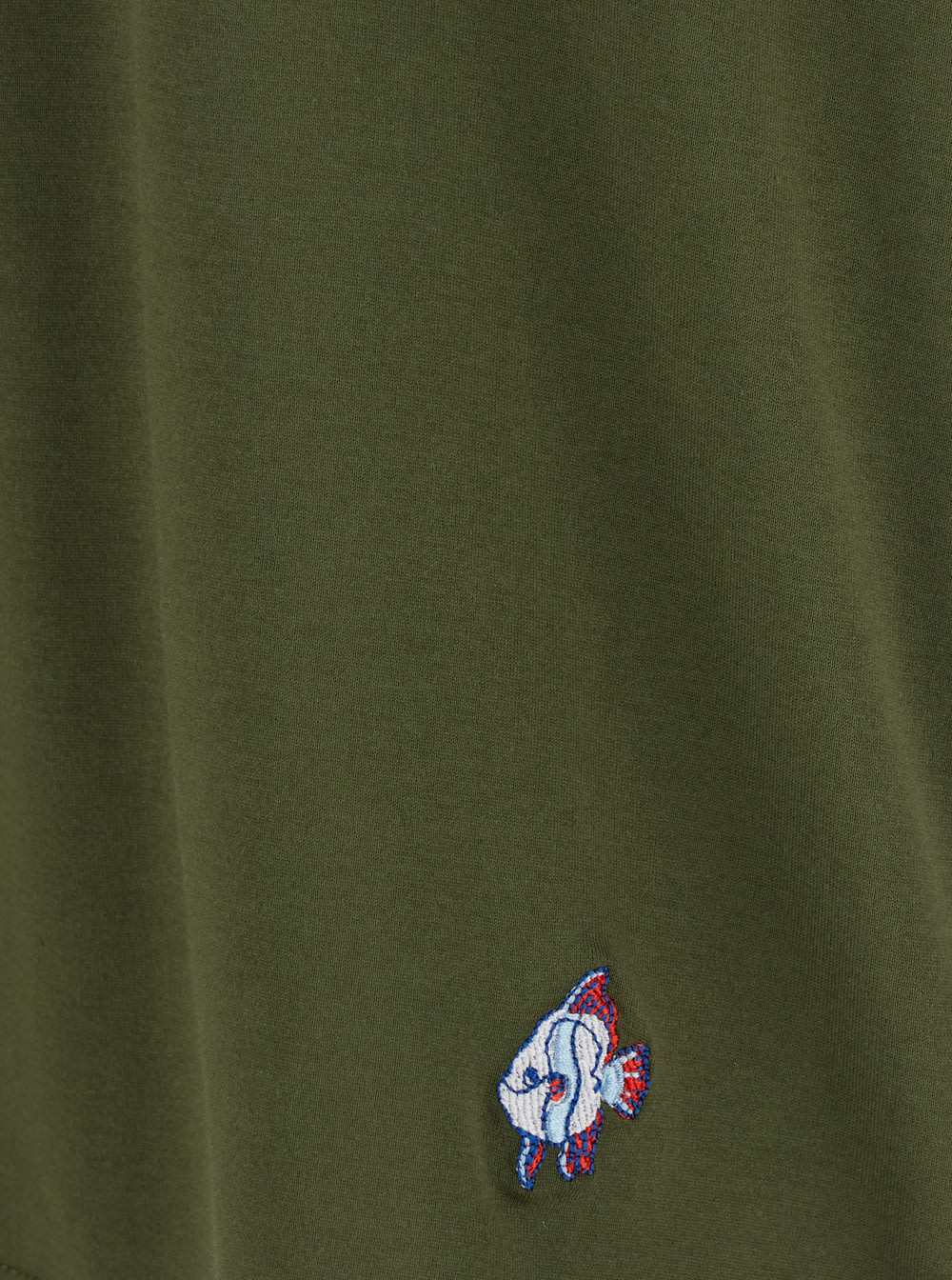 Bottega Veneta Green Crewneck T-shirt With Embroidered Fish In Cotton Man In Green