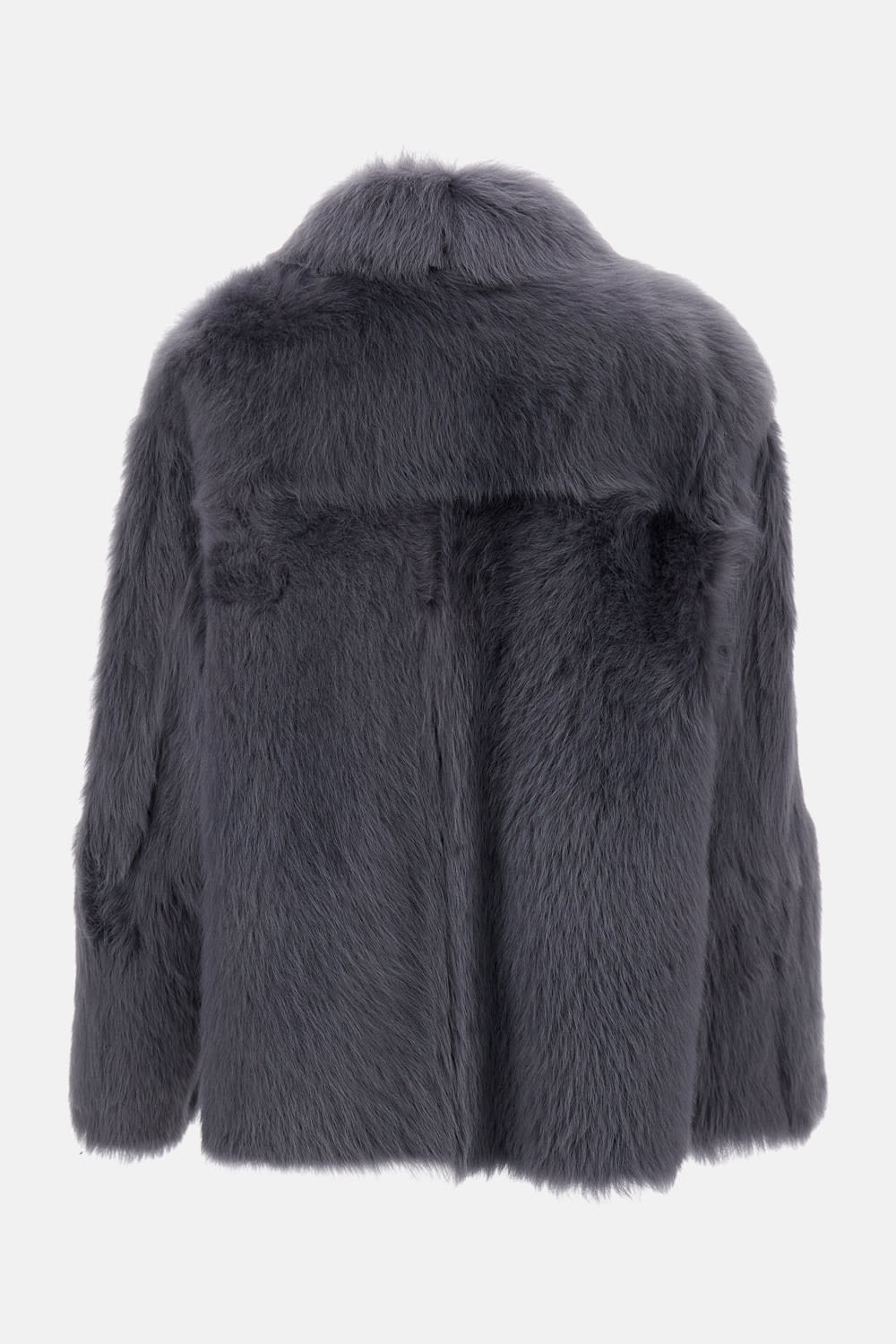 Desa 1972 Reversible Shearling Boxy Jacket In Gray