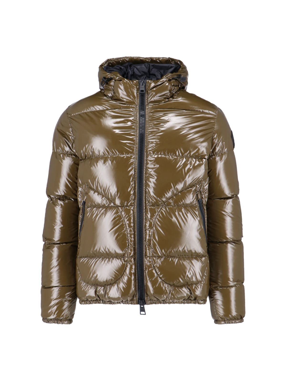 Herno Quilted Hooded Jacket Shiny Finish In Green