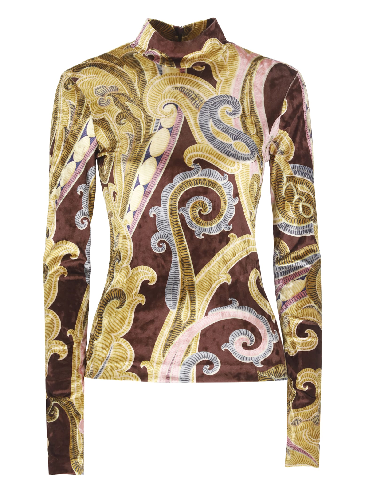 Shop Etro Chenille Sweater With Print In Multicolour