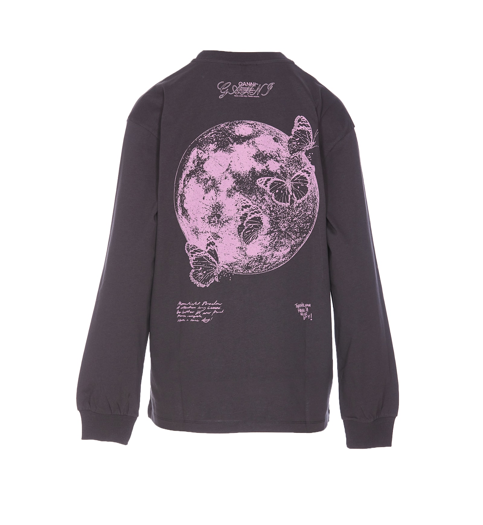 Ganni Future Heavy Jersey Long Sleeve T-shirt In Grey | ModeSens
