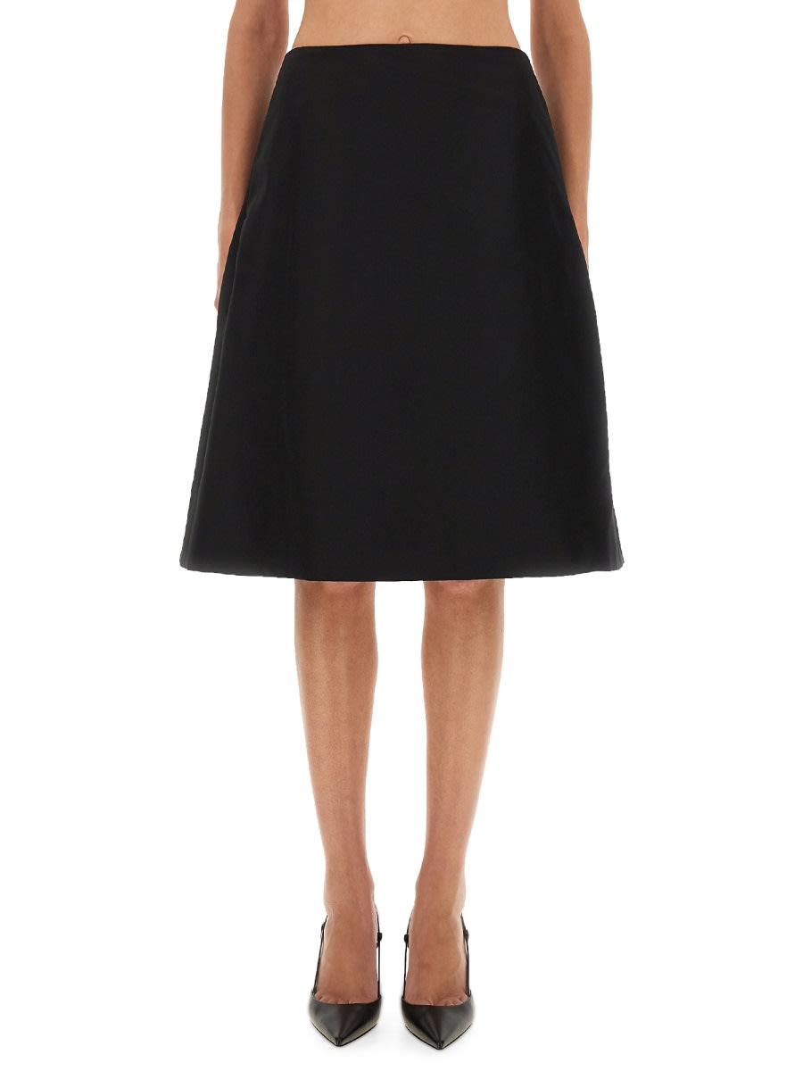 Alexander Mcqueen Flared Midi Skirt In Black