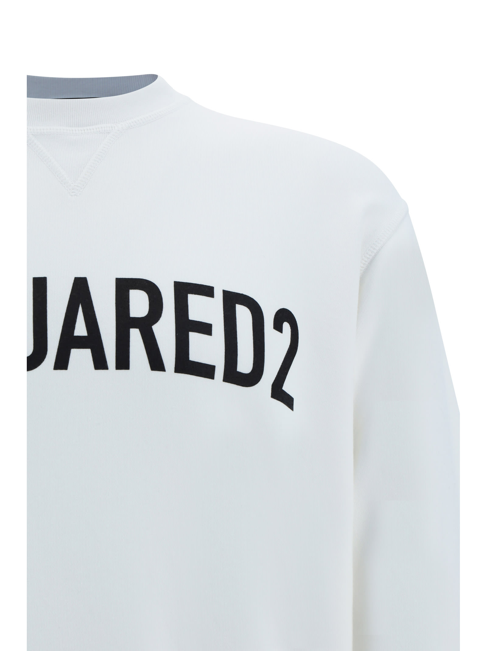 Dsquared2 Ribbed Crew-neck Cotton Sweatshirt With Long Sleeves In 100