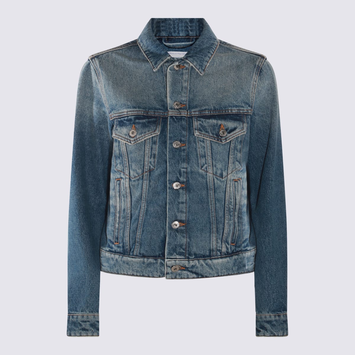 Shop Off-white Blue Cotton Denim Jacket In Vintage Blue