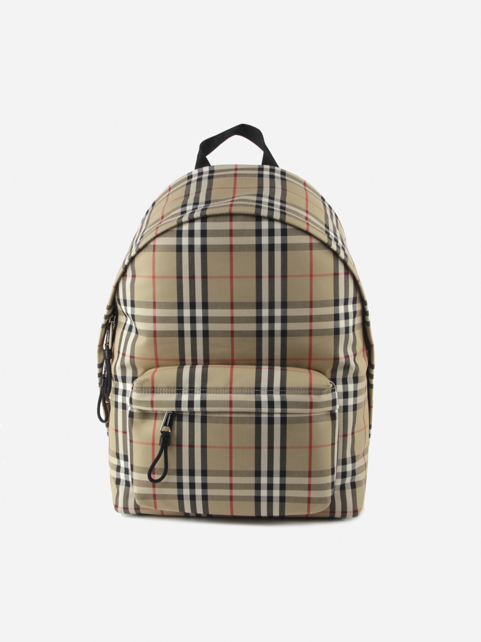 Burberry Vintage Check Tartan Backpack With Leather Trim