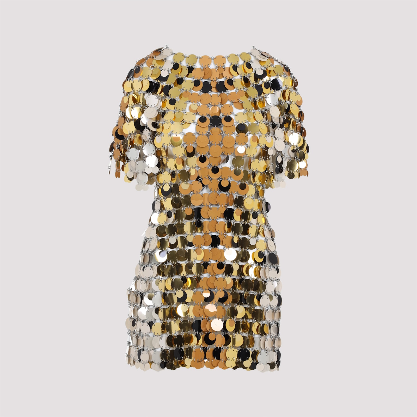 Rabanne Iconic Sparkle Discs Mini Dress In Gold