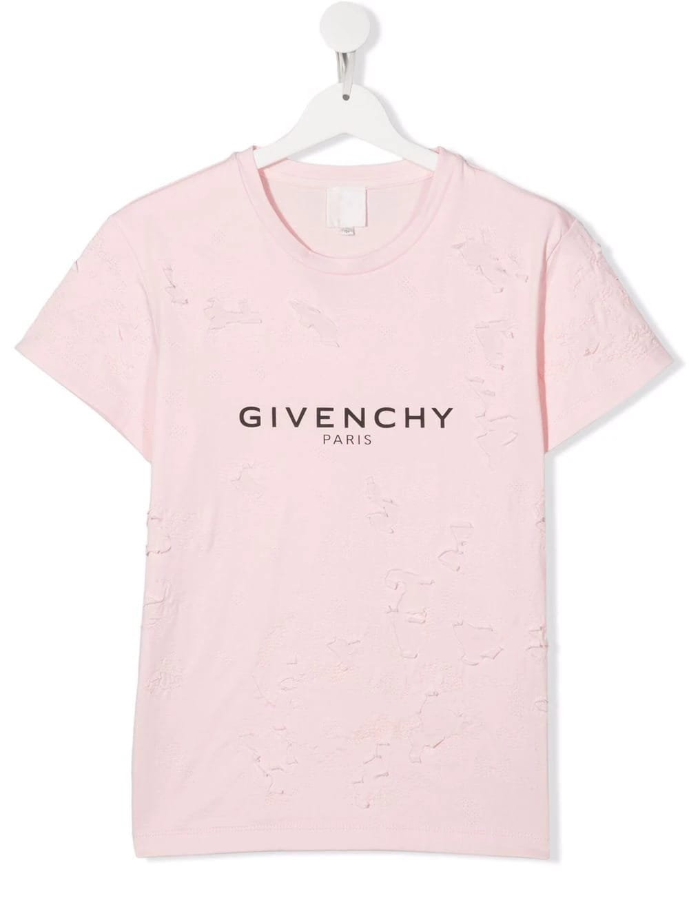 Givenchy Kids Pink T-shirt With Logo And Distressed 3d Effect Details