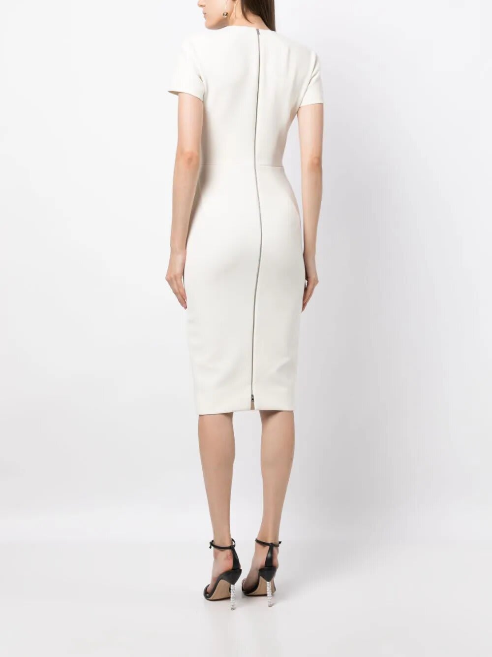 Shop Victoria Beckham T Shirt Fitted Dress In Ivory