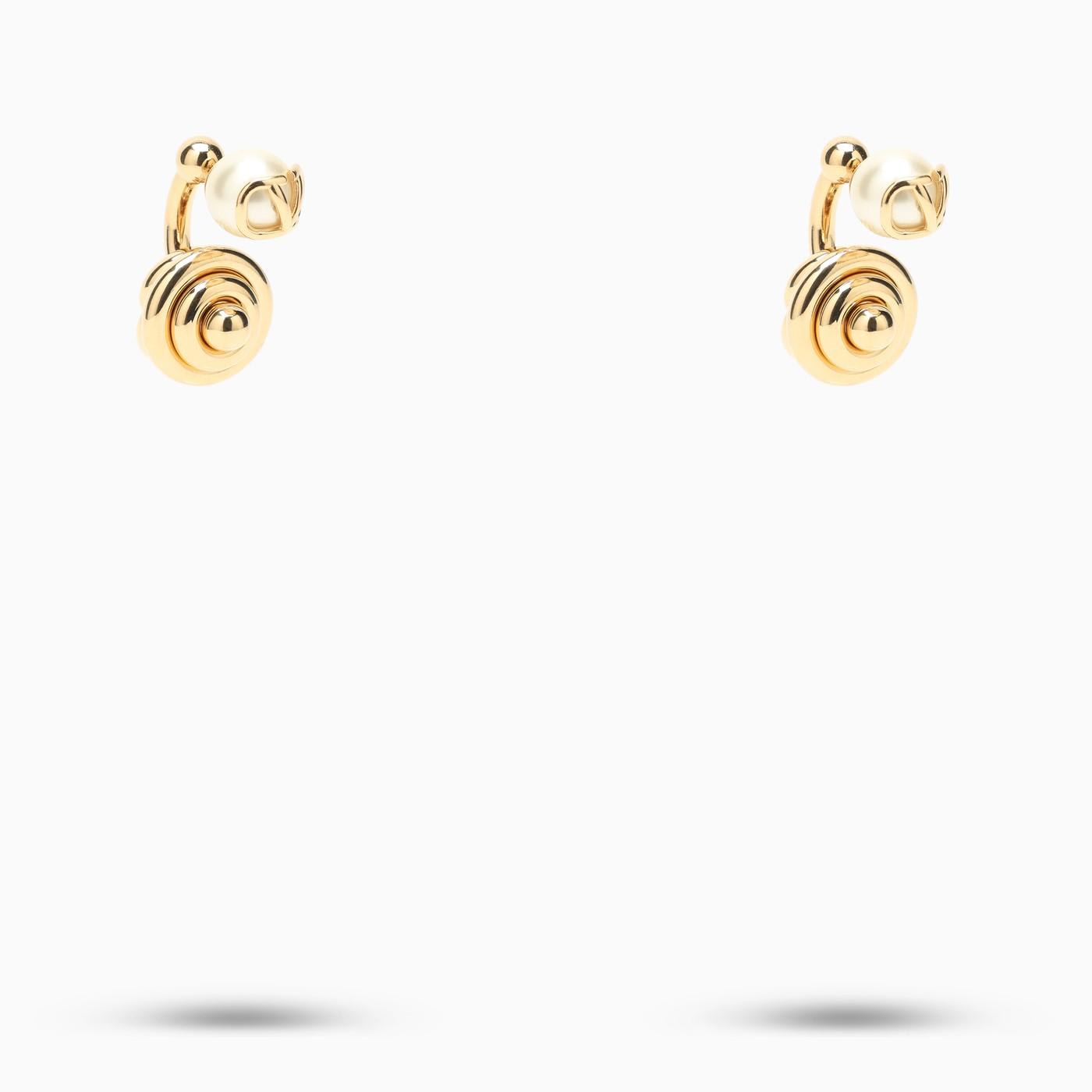 Shop Valentino Gold\/coloured Pearl Drop Earrings In Oro 18/cream