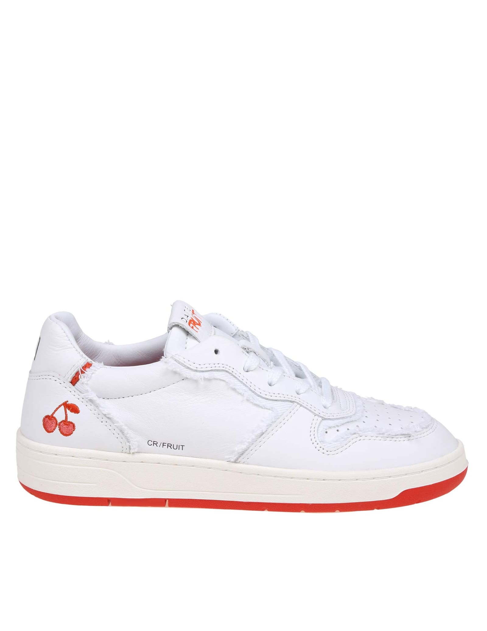 Shop Date Court Sneakers In White Leather In Cherry