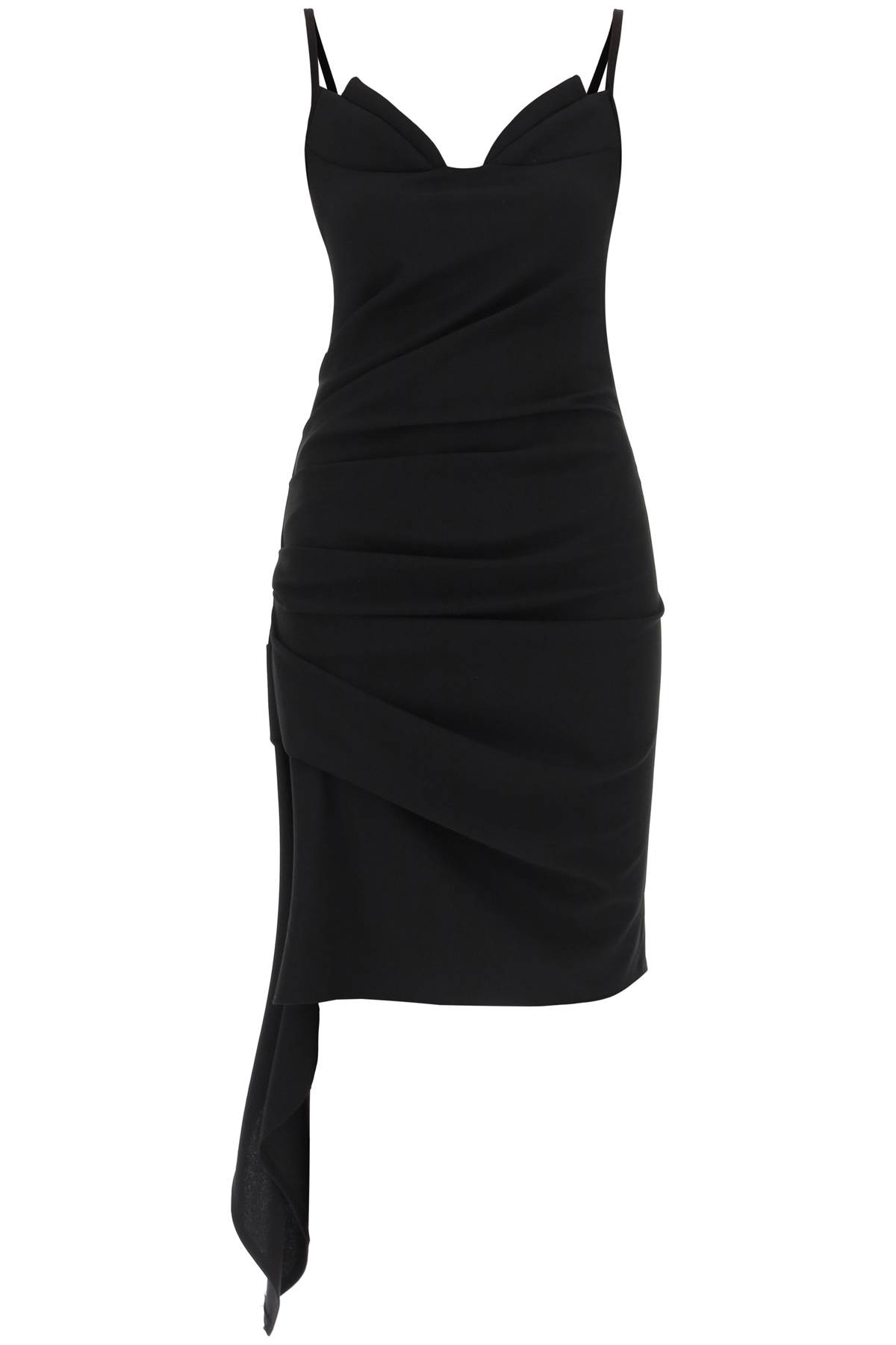 Shop Mvp Wardrobe Manzoni Draped Mini Dress In Nero (black)