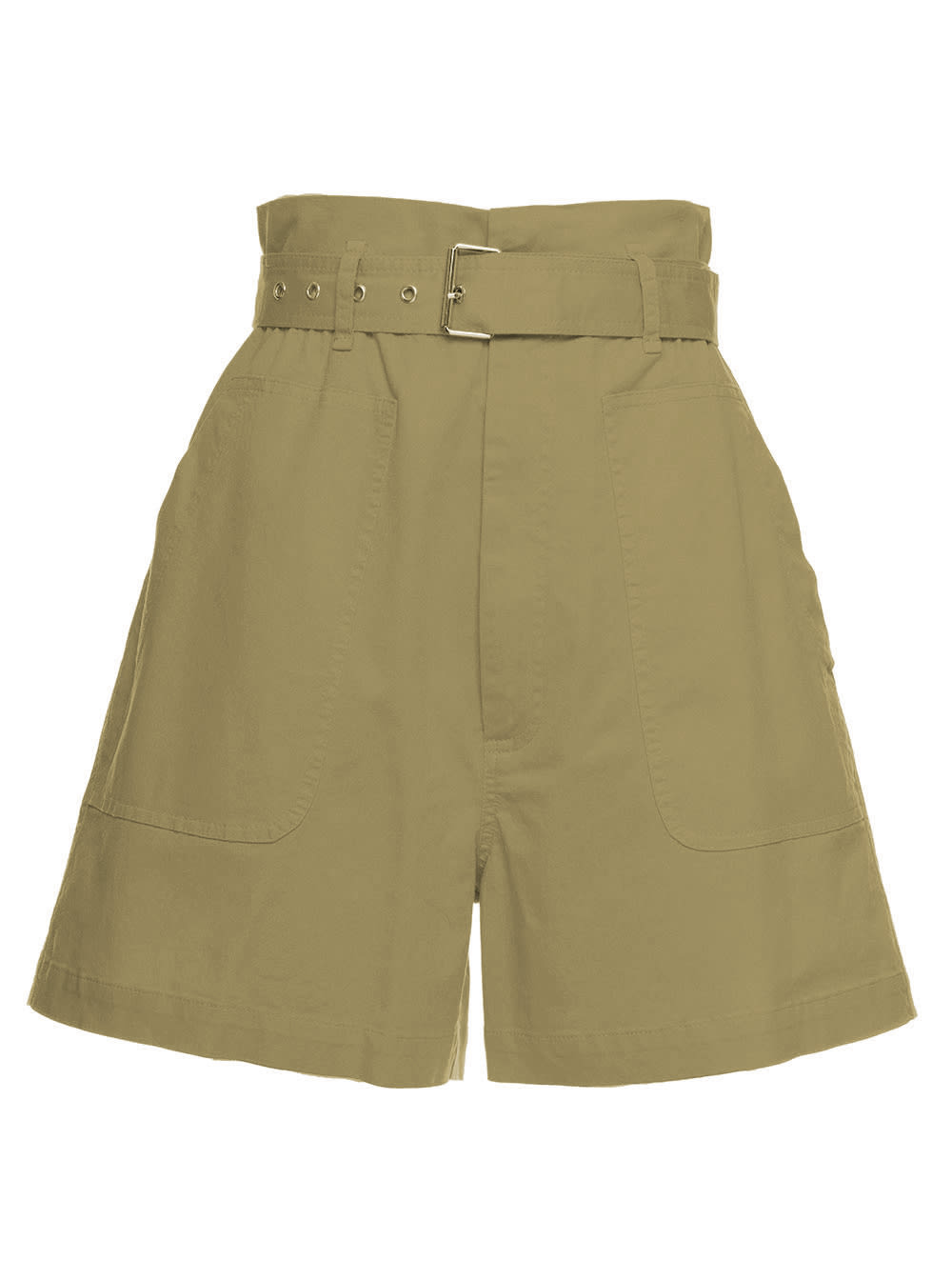 Mauro Grifoni Grifoni Womans High Waisted Cotton Green Shorts